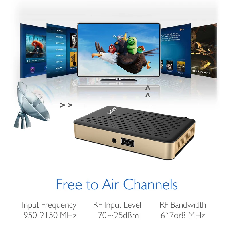 Custom Logo DVB S2 Satellite TV Receiver FTA More Than 1000 Channels