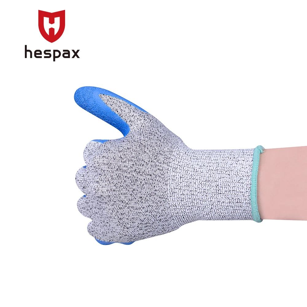 Лидер продаж, перчатки с латексным покрытием En388 4543 crinckle, промышленные HPPE устойчивые к порезам, садовые рабочие перчатки