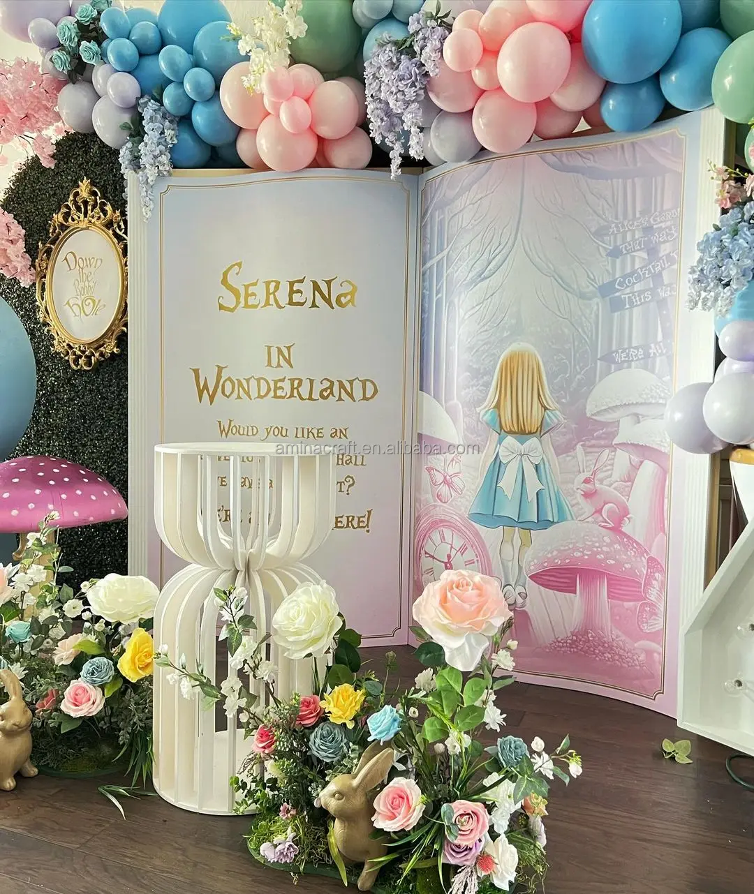 Amina Craft Acrylic backdrop arched background with butterfly wedding birthday event props for wedding decoration