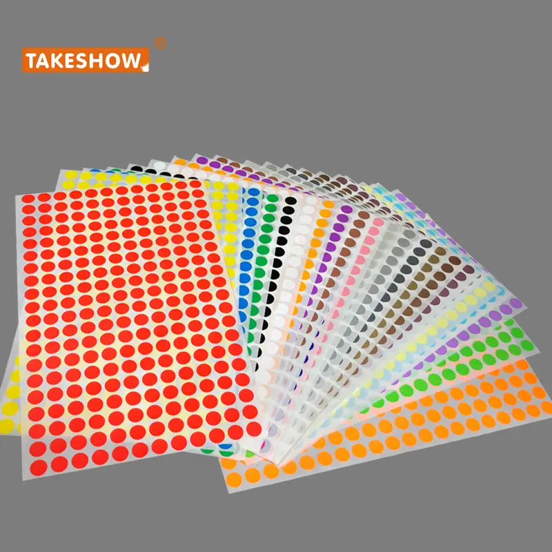 Wholesale customize  spot colorful dot label paper round sticker Sheets Hot sale products marking labels dot stickers