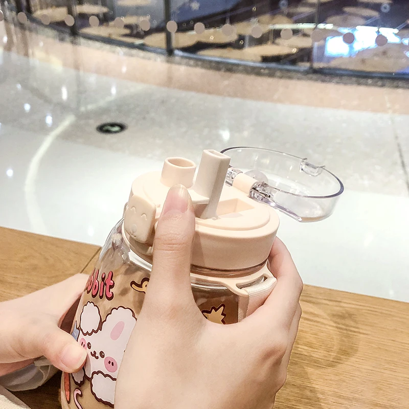 Amazon Бестселлер двойной питьевой горлышко пластиковая бутылка переработка большой емкости мультяшная для воды портативный diy стакан