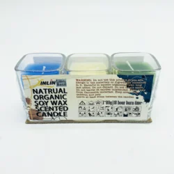 Custom Cheap Price Private Label Crystal Square Glass Jar Strong Scent Factory Custom Aromatherapy Paraffin  Wax Scented Candle