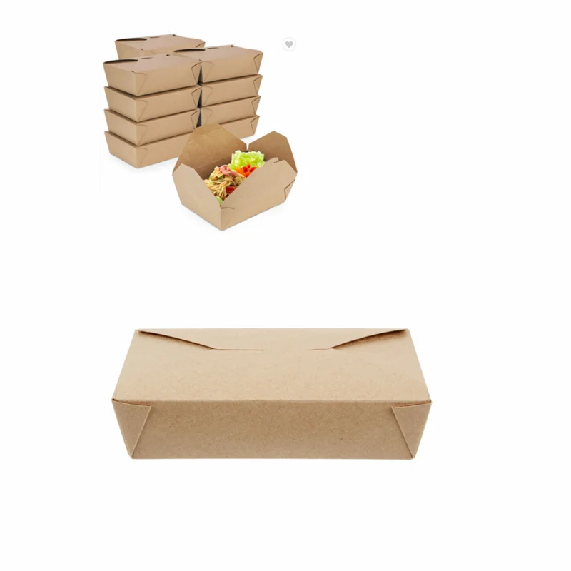 100 Pack  Take Out Food Containers   Disposable Food Paper Blank Box