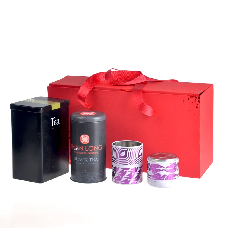 New Arrival Black Matt Tea Tin Box Food Grade Stackable Paper Tea Tins,Tea Gift Box With Tin 9 Unit In Box Manufacturer In China
