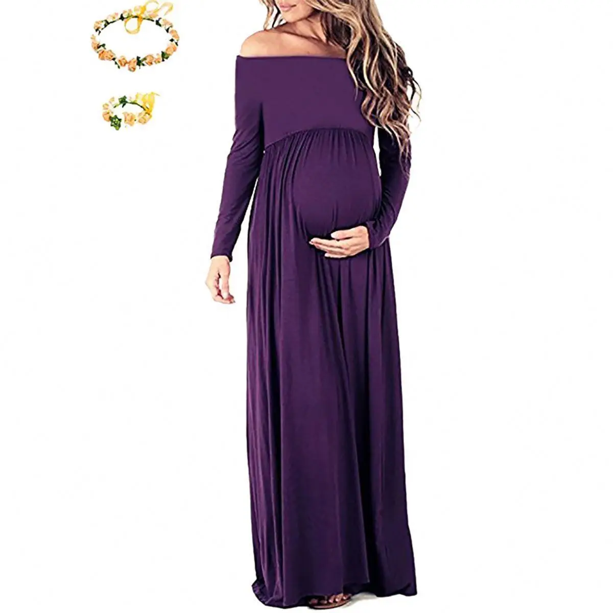 2021 High Quality Women Pregnancy Fashion Elegant Long Sleeve Dress For Photo Shoot Pregnant Clothes Wholesale Free Shipping