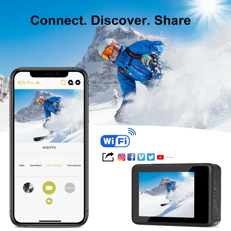 AT-Q60TR Dome Gopro 4K Acting Camara De Video 4K CaMara Go Pro Action 4K Sport Cam Vlogging Camera For Youtube Video