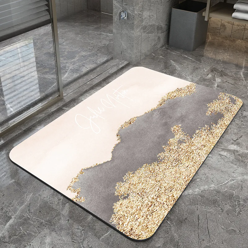 Marble Design Soft Diatomite Absorbent Easy Clean Shower Foot Rugs Diatom Mud Eco Friendly Bath Mat