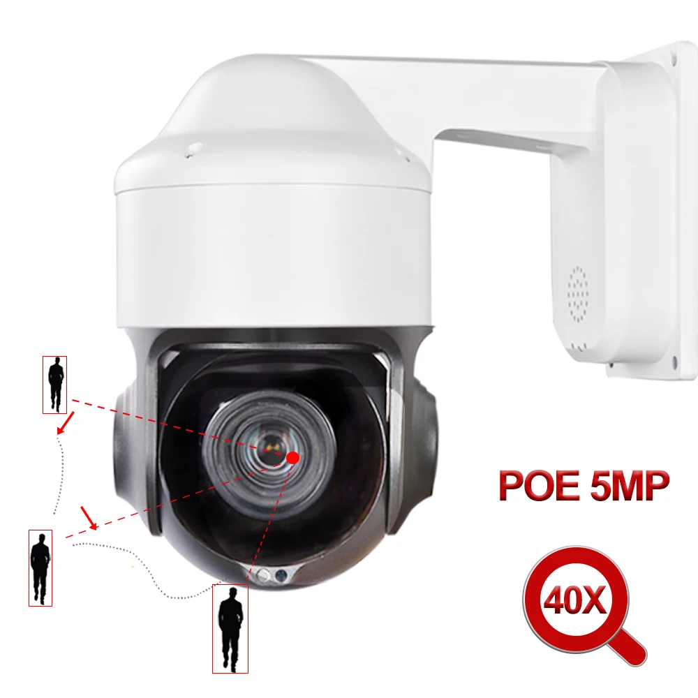 
POE 5MP AI Auto Tracking PTZ Camera 36X optical Zoom 4.5-135mm lens Starlight IR 200m IP Camera H.265 P2P ONVIF IP66 Audio 