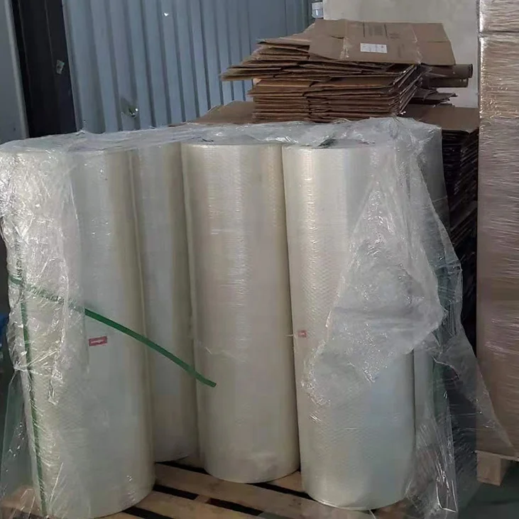 clear transparent fiberglass reinforced self adhesive 2 way cross weave filament tape in log rolls