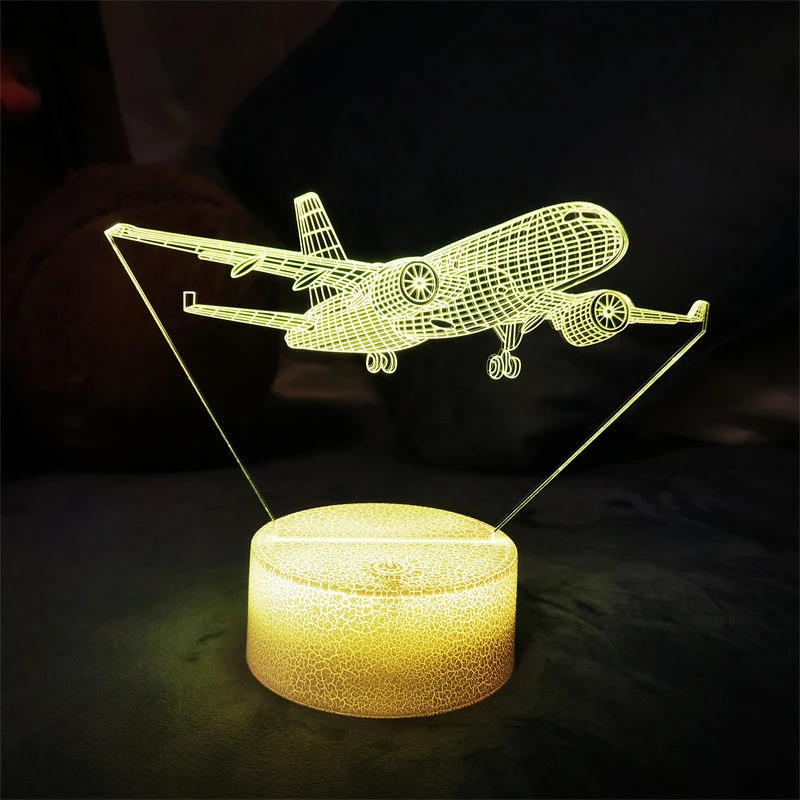 Военный самолет истребитель 3d ночные огни реактивный настольная лампа Рождественские декоративные отправка друзьям детей