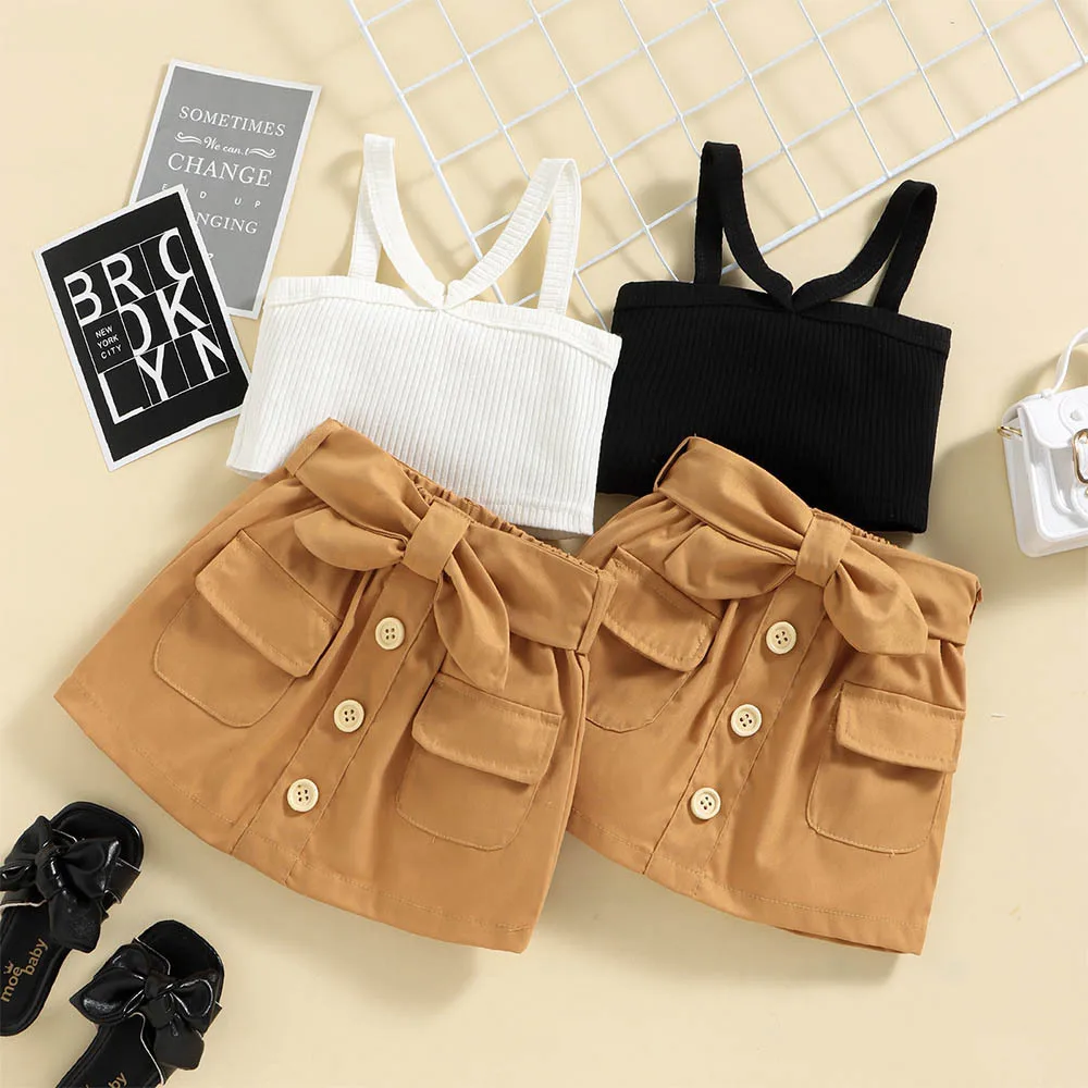 Wholesale 1 to 5 Years Old Children Clothes Set Fashion Girls Tops Skirts 2 pieces Set for Sale