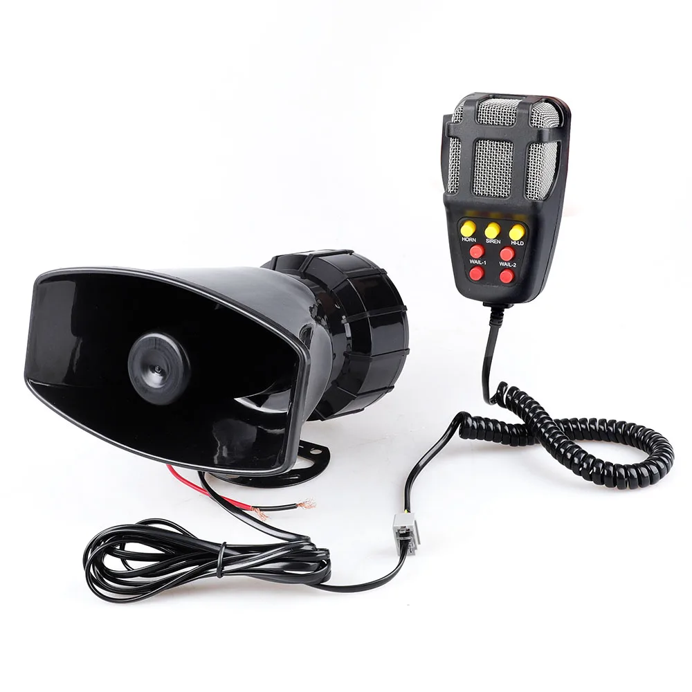 12V 100W 125dB 7 Sound Alarm Horn Car Electronic Warning Siren Motorcycle Alarm Firemen Ambulance Loudspeaker with MIC for Car