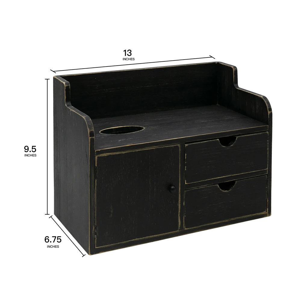 Amazon is selling well Manufacturer Well Made Black Vintage Wood Desktop Organizer - Tabletop Paper Towel Rack