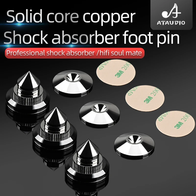 ATAUDIO Oem Odm Hot Selling Audio Solid Stainless Steel Rhodium Plated Speaker Spike Isolation Feet Cd Amplifier Stand