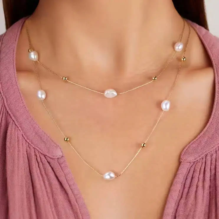 Manufacturer Direct Wholesale Pearl Necklace 925 Sterling Silver Baroque Natural Freshwater Pearl Necklace
