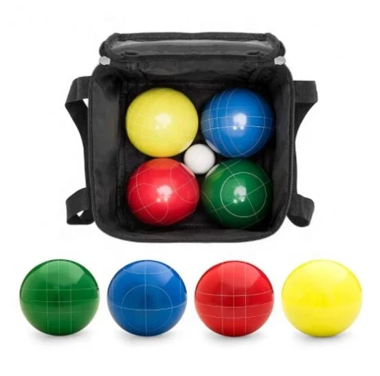 Play Platoon Bocce Ball Set Resin with 8 Premium Bocce Balls, Pallino, Carry Bag & Measuring Rope