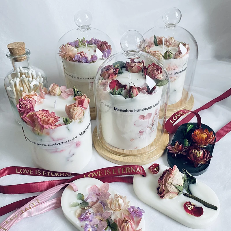 2023 The latest luxury handmade scented candle home decoration bean wax scented gift Flower plant Scented candle