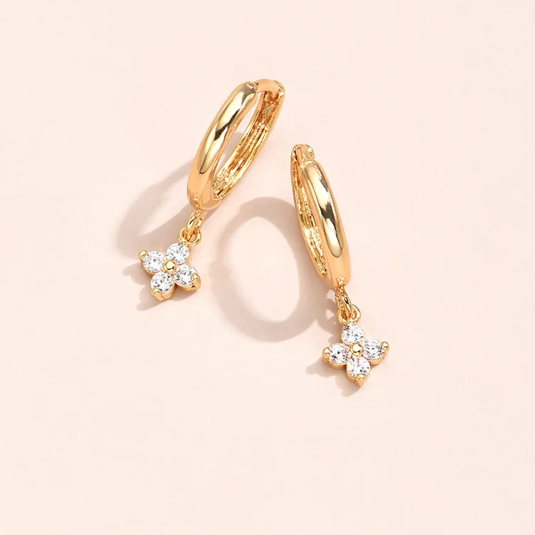 2024 Fashion Hoop Earrings Set Copper Zircon Hoop Earring Gold Plated Earrings Dainty Jewelry for Women Girls