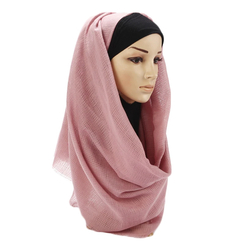 MIO мусульманский из смесовой хлопковой ткани выдалбливают сплошной цвет tudung bawal мгновенный долго хиджаб шарф