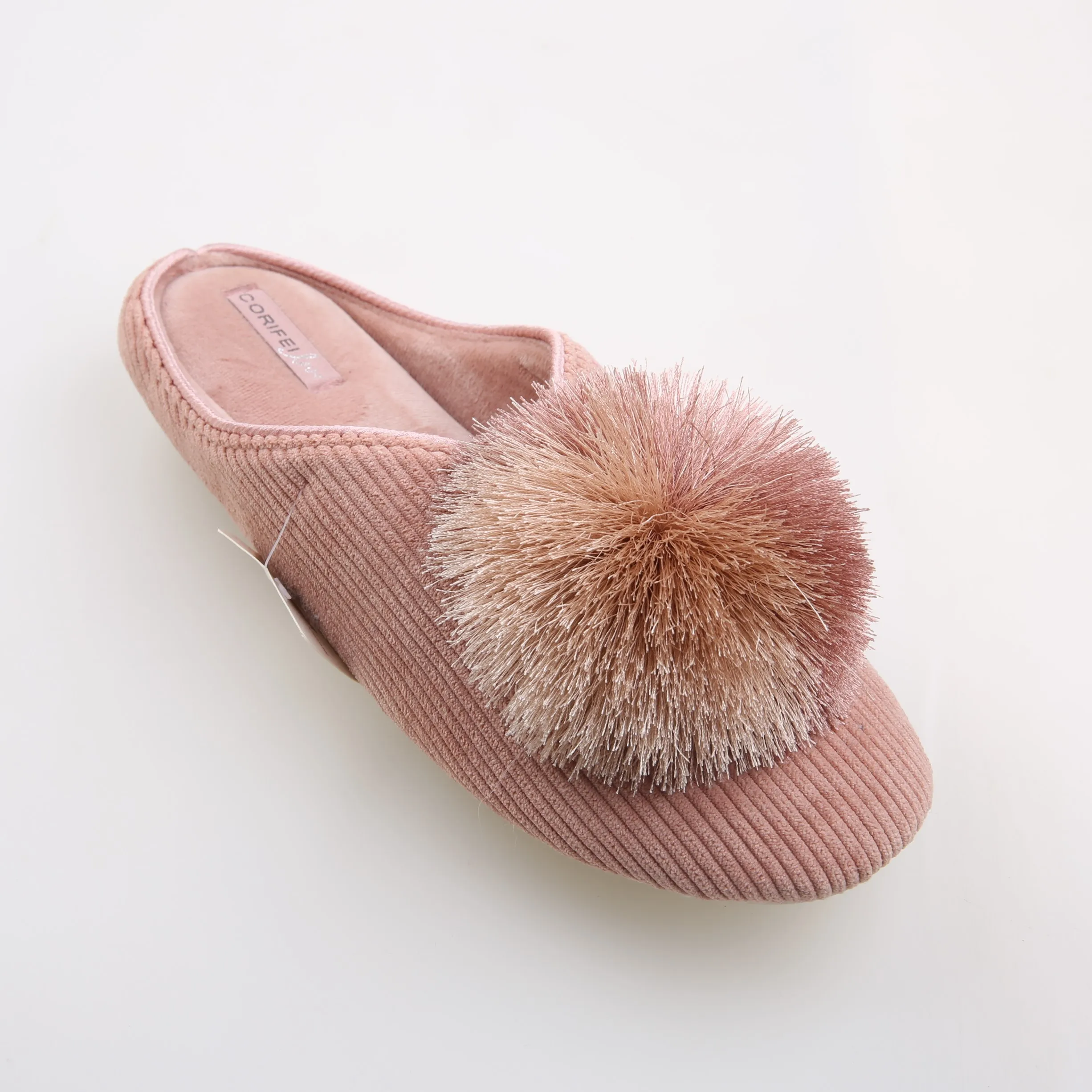 CORIFEI POM POM non slip outsole comfy ladies flat slippers women plush indoor slipper