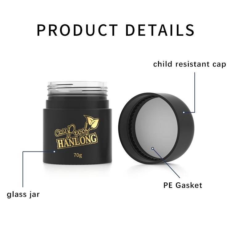 Customized Printing 5g 50g 70g 110g Child Resistant Lid Airtight Container Jar Flower Stash Storage Childproof Glass Jar