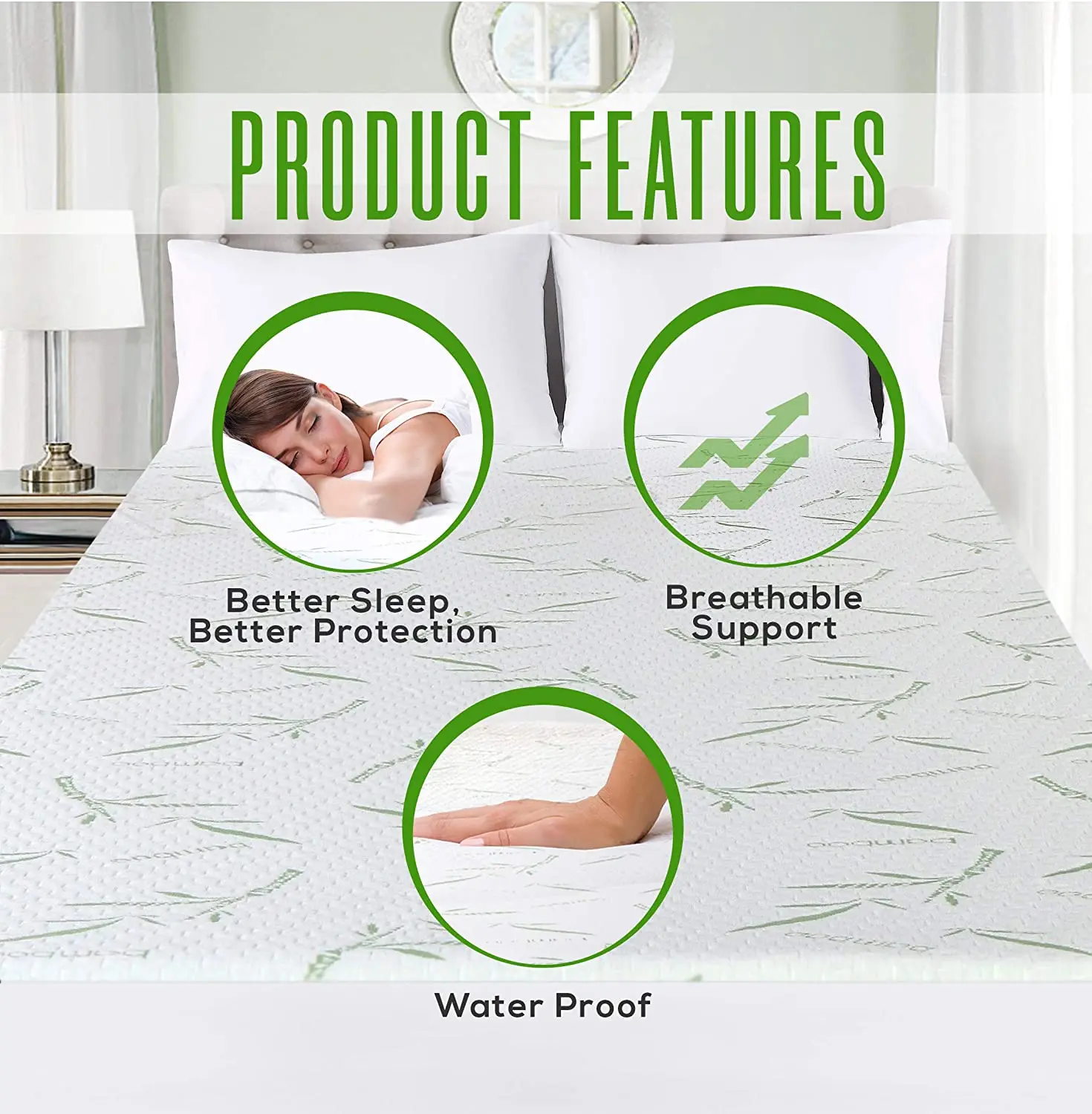 
Five Star Hotel High Quality Sleep Well Crib Waterproof Bamboo Mattress Cover Protector 