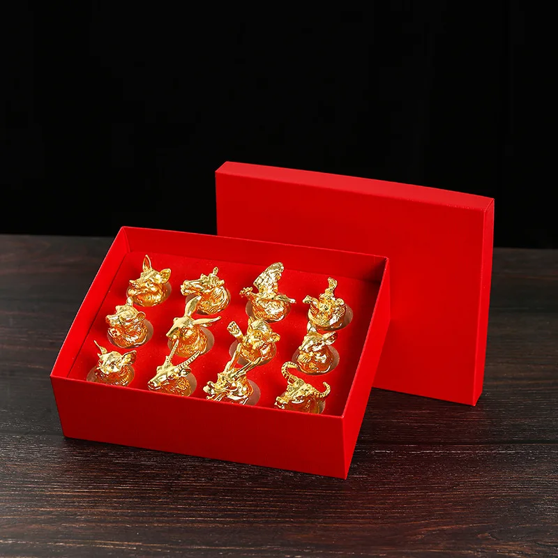 Liqueur Glassware Gift set Wine Alloy Crystal 12 Chinese Zodiac souvenir personalized custom metal shot glasses