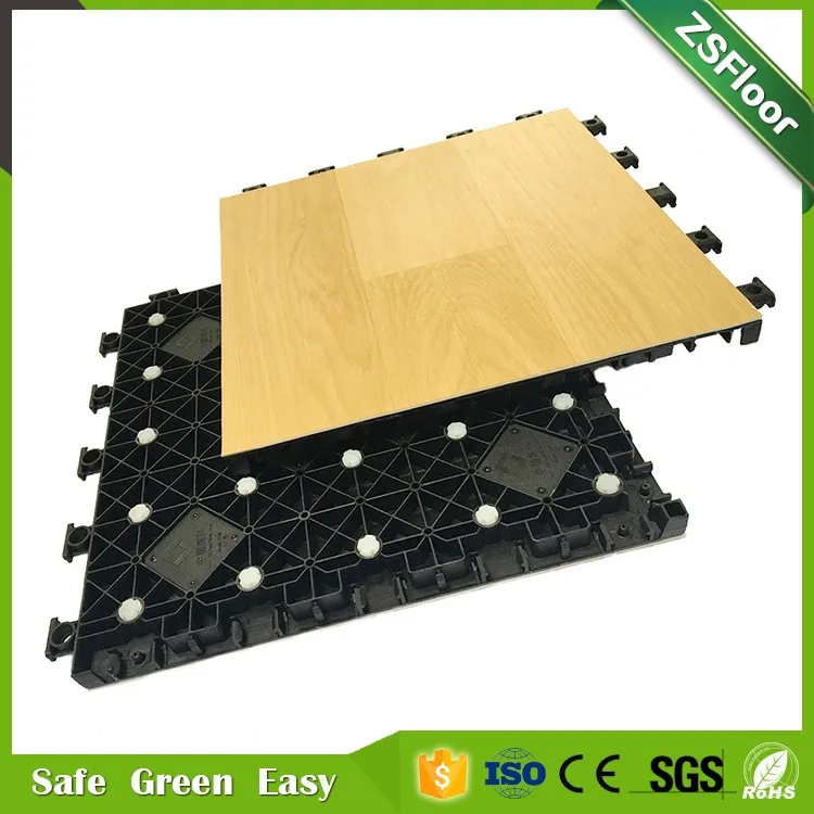 Wood Look Laminated PP  Flooring tiles for Professional basketball court