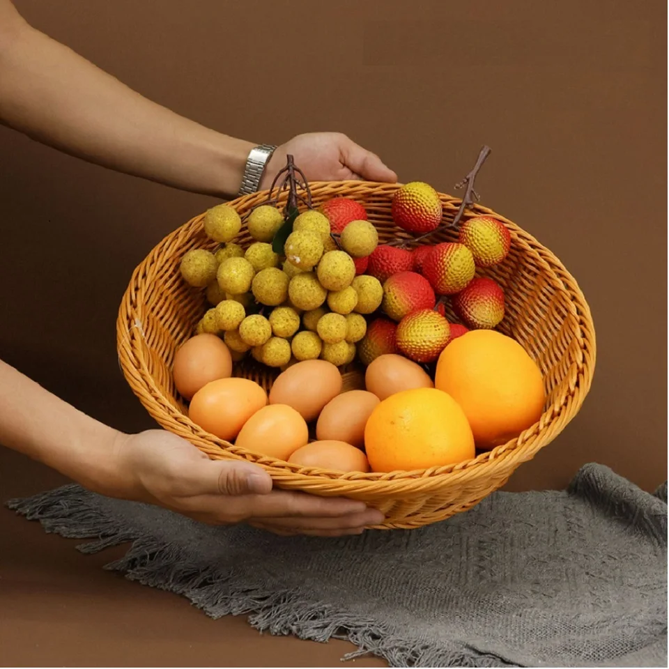 small objects dry food storage plastic container organizers fruit desk cable organizer holders woven rattan storage basket