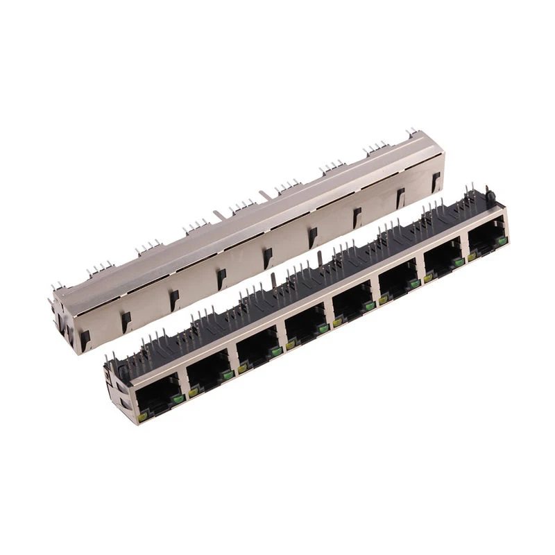 1*8 портов RJ 45 со штекера на гнездо, сетевой 8p8c RJ45 разъем с экранированным светодиодный свет