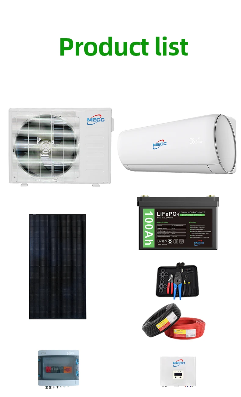 Portable 9000Btu 12000Btu 18000Btu 24000Btu Solar Split Air Conditioner Off the Grid on Grid Ac Dc Hybrid With Solar Panels