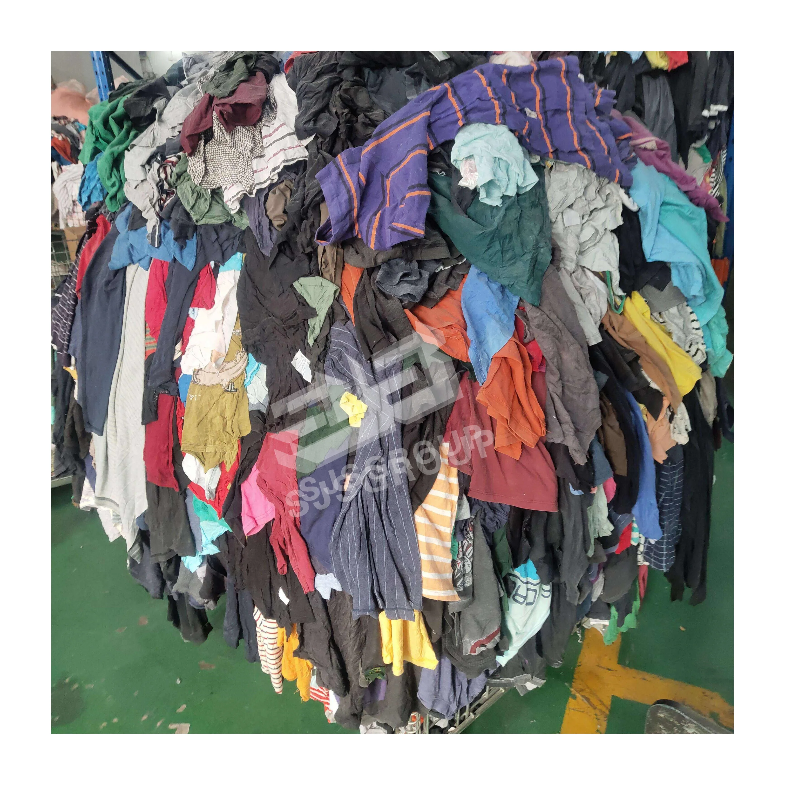 Customized size red Industrial used t shirt cotton wiping rags t-shirts cotton rags cleaning tshirt rags