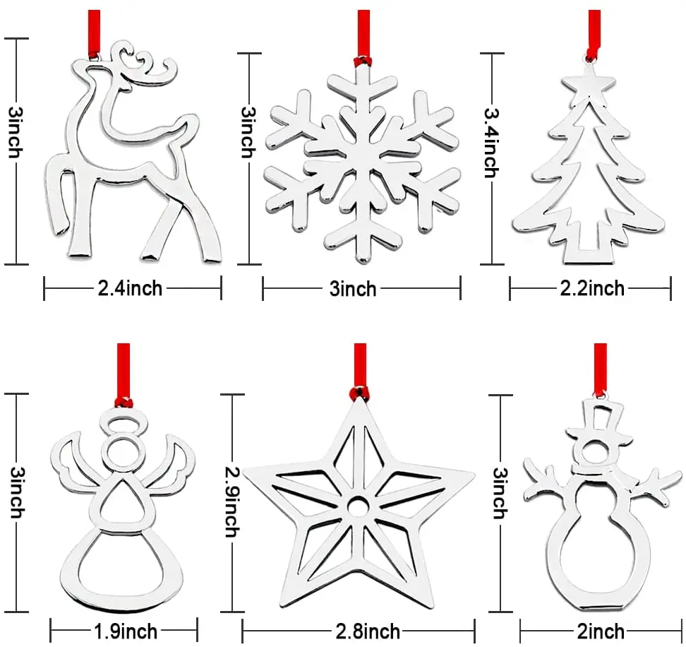 Wholesale Custom Christmas Decoration Supplies Luxury Metal Resin Wooden Sublimation Christmas Tree Hanging Ornament Set