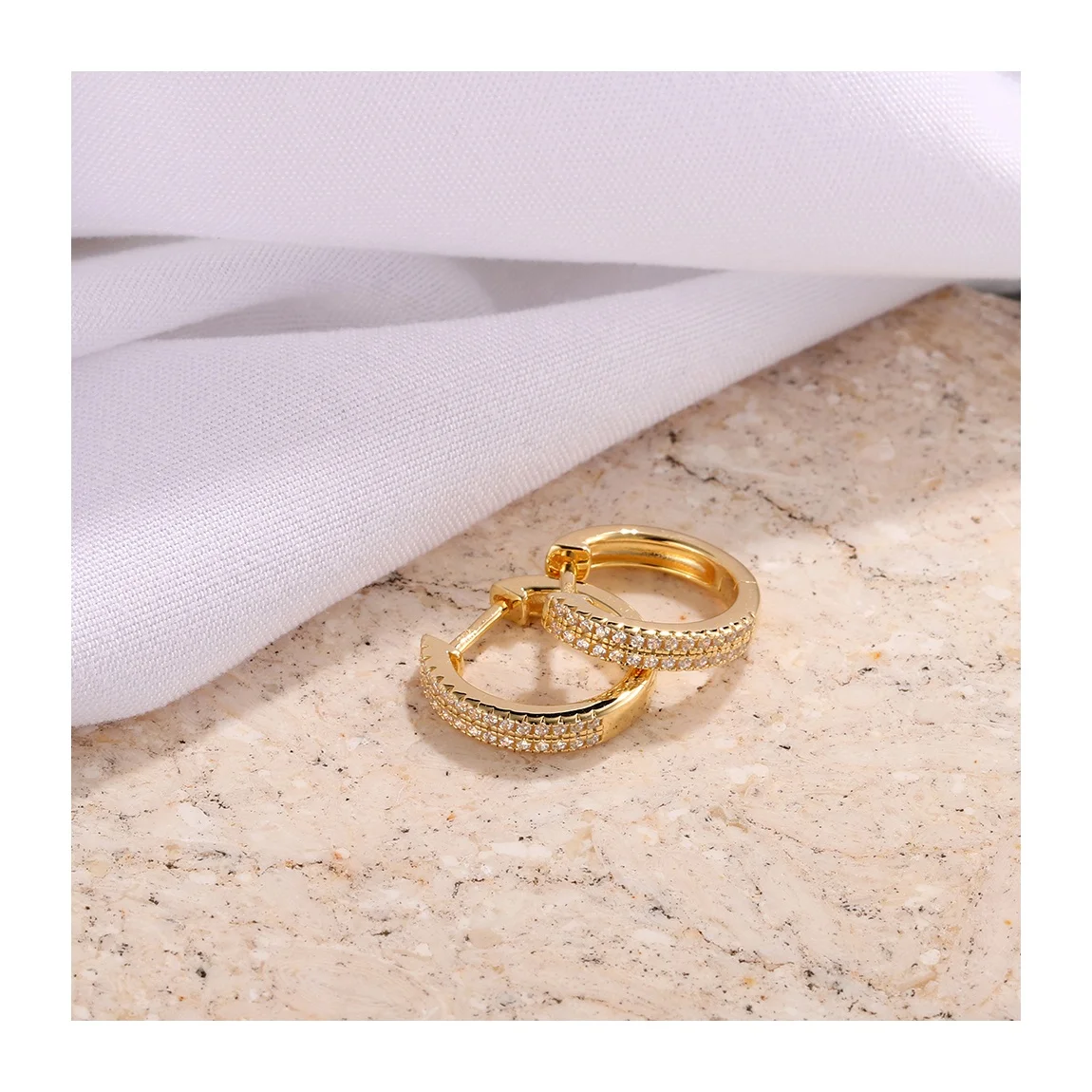 Custom Trendy Fine Jewelry Cz Zircon Real Gold Plated S925 Silver Earrings Huggie Child-Friendly Unisex Hoop Drops Earrings