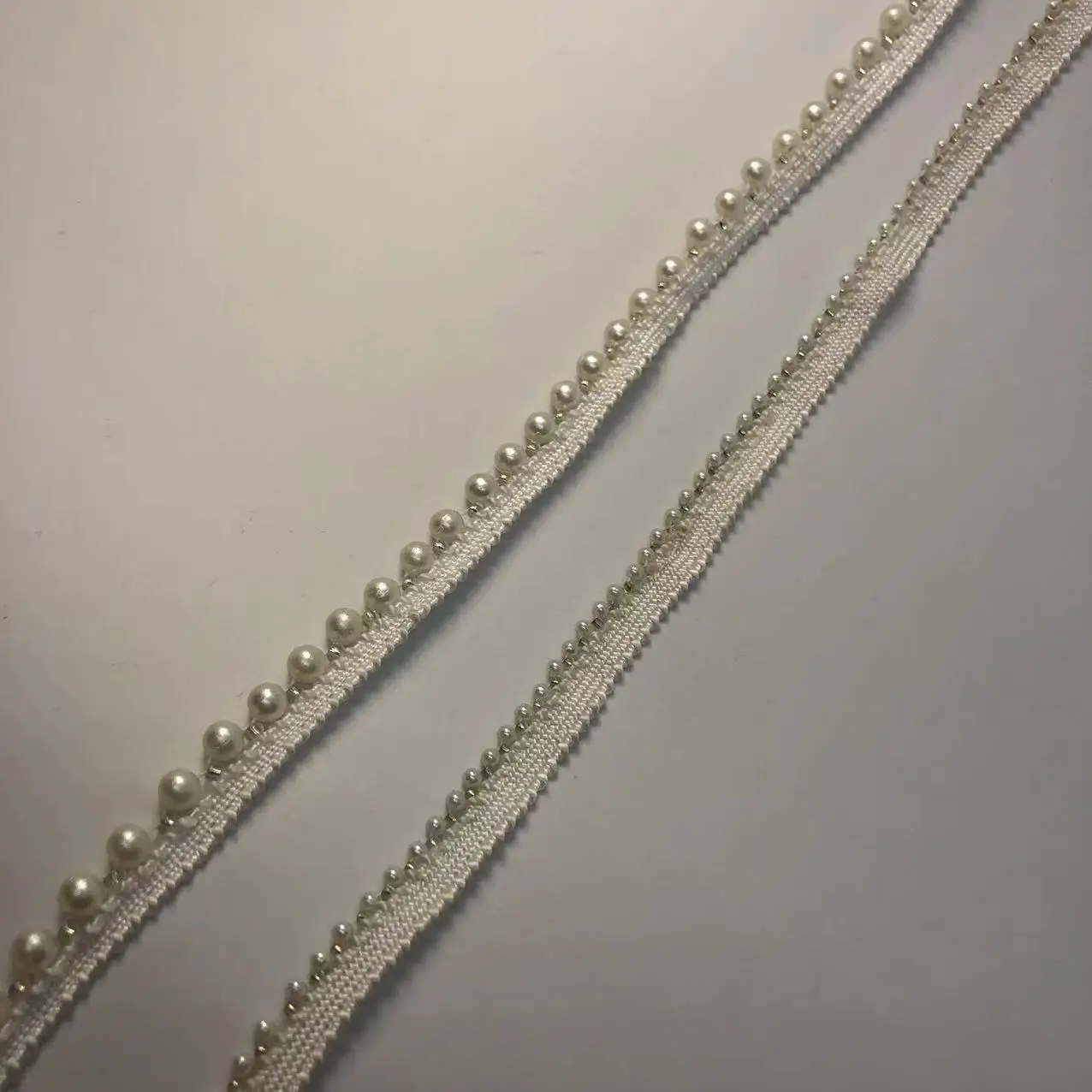 White Fabric Handmade Sewing Craft Material Cloth Pearl Beaded Lace Ribbon Tape Trim For Garment