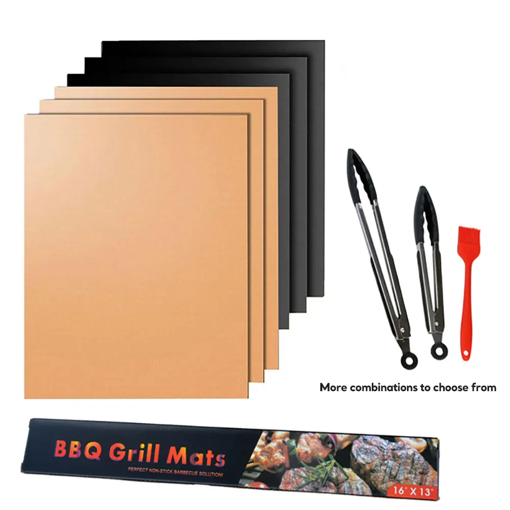 Grill Mat Set Non-Stick BBQ Grill Mats Easy to Clean - Works on Electric Grill Gas Charcoal BBQ