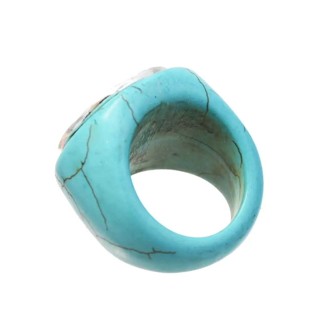 Turquoise Ring Women Men Ring Turkey Silver Fashion of Bohemia Luxury Trendy Alloy 925 Sterling Silve Ring Bar Setting 1512