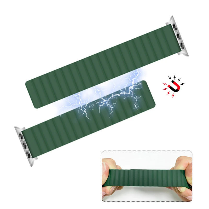 Smartwatch Dual Color Replacement Bracelet Wristband Sport Silicone Rubber Magnetic Watch Strap Band For Apple