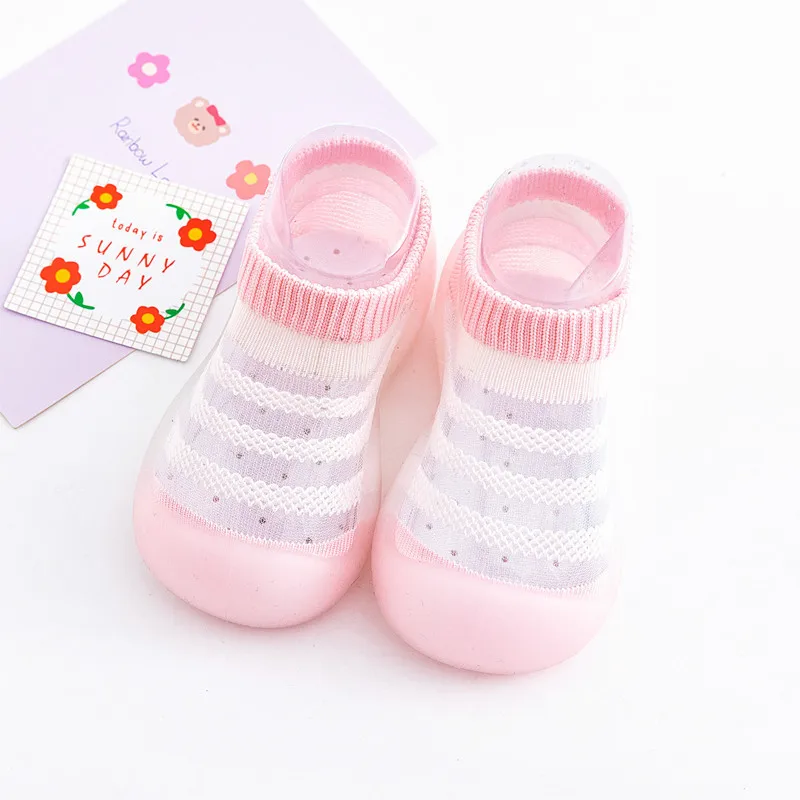 2024 summer new baby sneakers baby mesh breathable socks shoes rubber shift socks with transparent sole