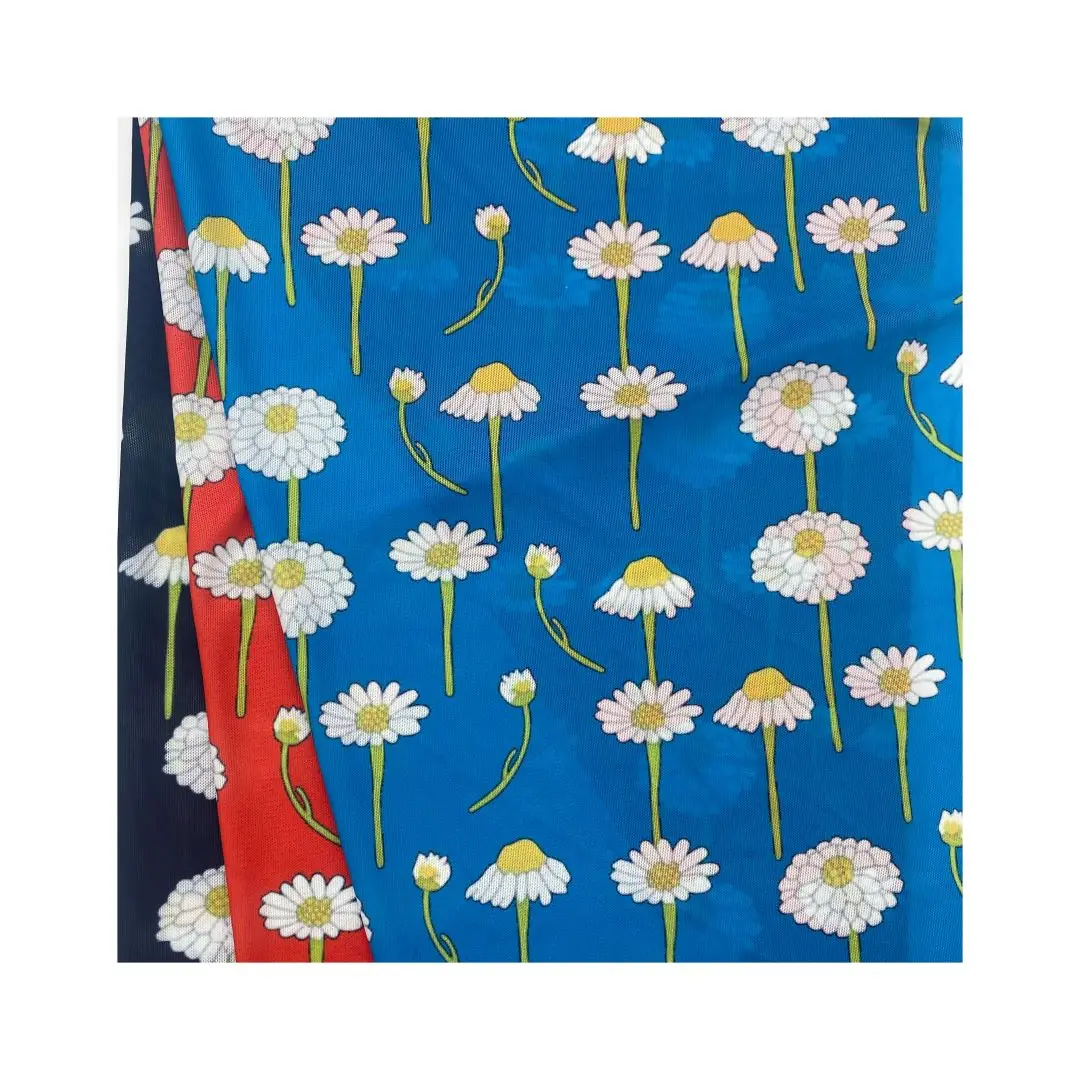 Polyester spandex serigraphy screen printing  bamboo fiber fabric mesh dress fabric women chiffon fabric custom printing