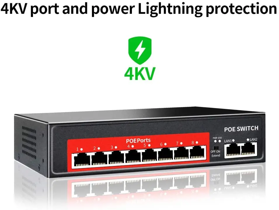 Коммутатор POE 48 В 8 портов активный 100M IEEE 802.3af/at 1200 Вт встроенное питание для ip-камеры беспроводная точка