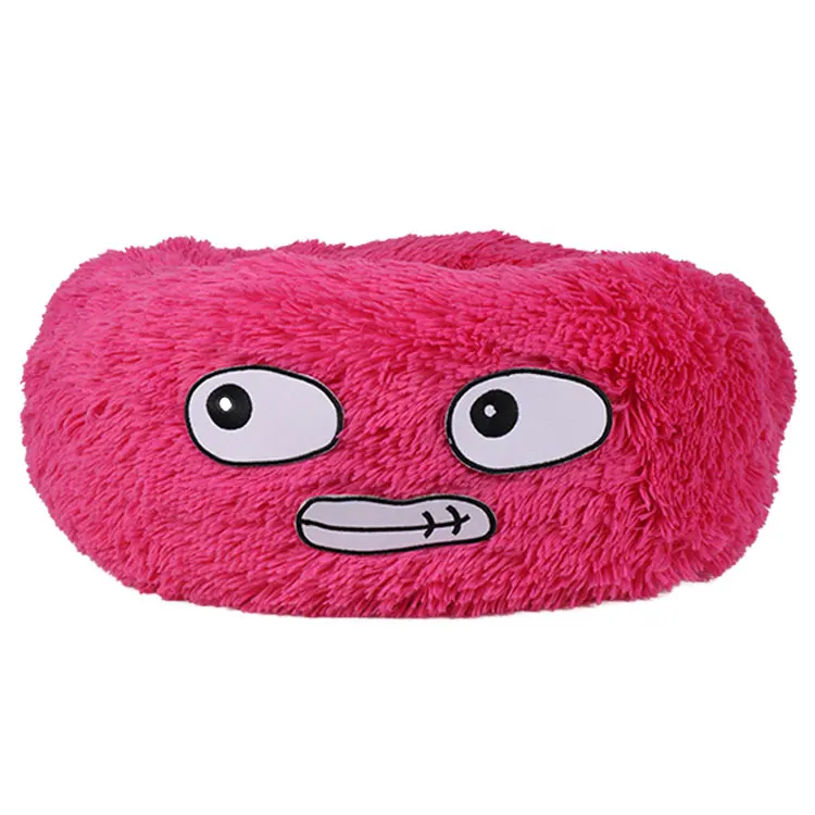 
Wholesale Velvet Cute Cozy Round Puppy Cat Cave Bed Donut Pet Cat Sofa Bed with Expression 
