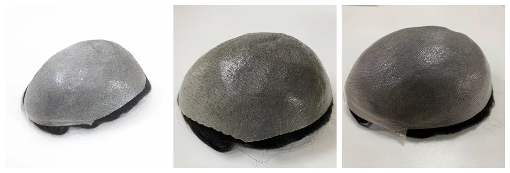 Toupee For Men Human Hair Replacement System Mono Thin Skin Pu And French Firm Lace Front Prosthesis Hair Pieces Mens Wig