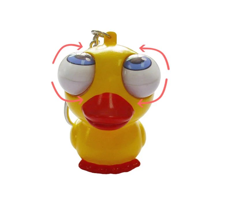 Funny animal rolling eye squeeze animal keychain with BB sound