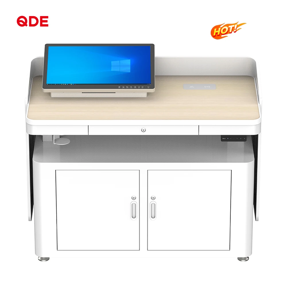 QDE One Stop School Furniture Classroom Teacher Digital Podium Multimedia Platform Class Smart Lectern Teaching Equipment