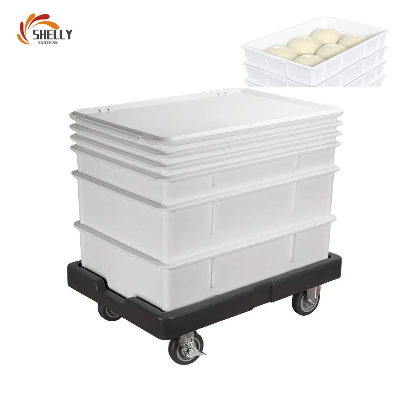 XL PP Dough Box Stackable Storage Pizza Trays Plastic Crates Dough Tote Case Boxes For Food Durable Storage Bin With Dolly