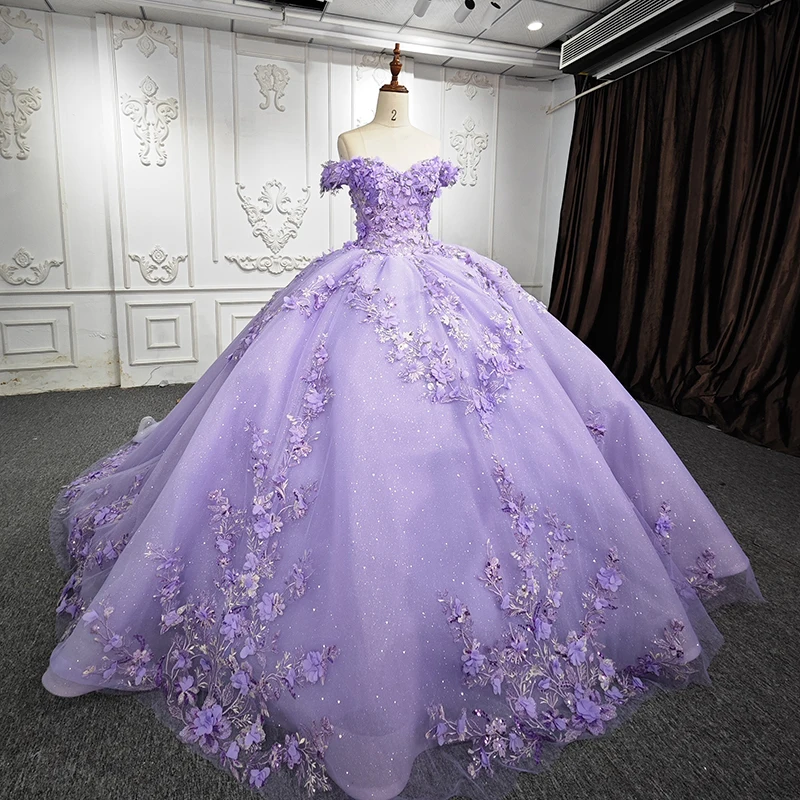 Jancember DY5834 Fashion Elegant Women Lady Purple Ball Gown Long Lace Evening Dresses Women Lady Elegant