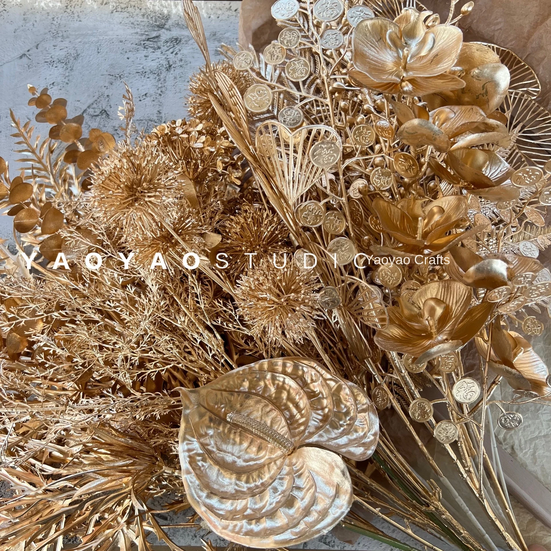 Wedding Auditorium Background Decoration Golden Flower Hotel Row Road Lead  Eucalyptus Artificial Flowers Wedding