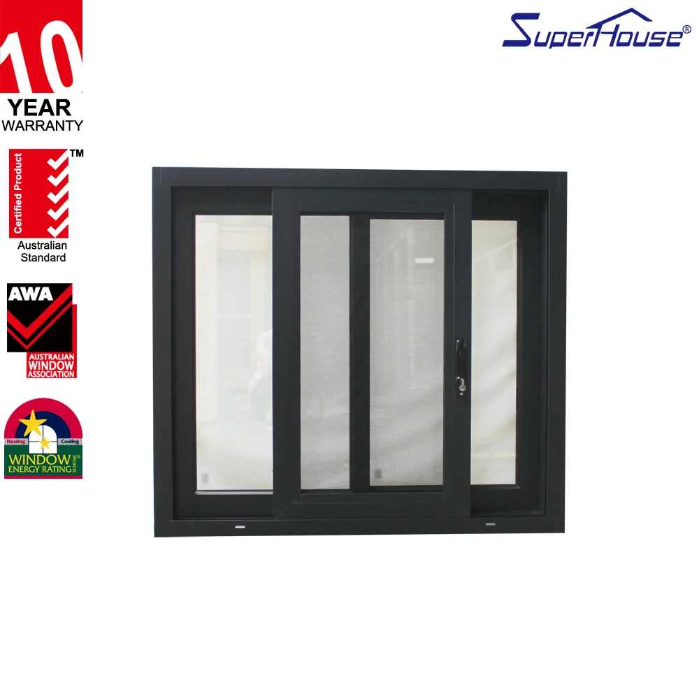 Superhouse latest sliding window design AS2047 Certified hot sale aluminum frame sliding  glass window windows