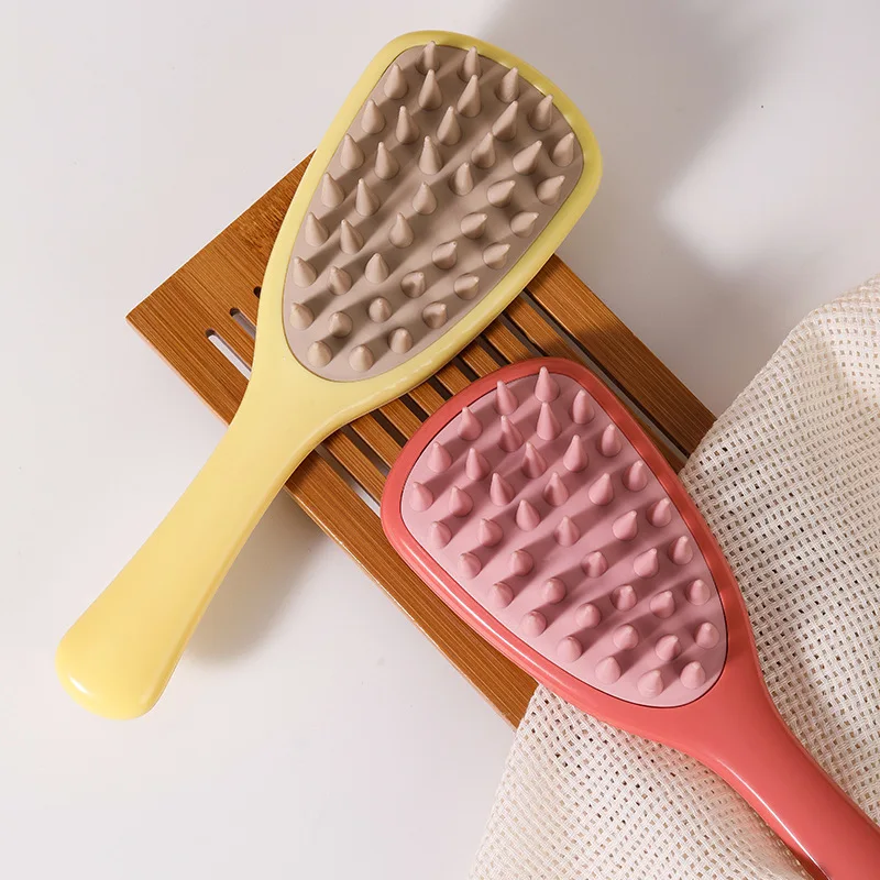 Ginkgo Biloba Silicone Long-handled Scalp Wet and Dry Dual Massage Shampoo for Women to Comb Hair